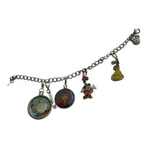 Disney Silver Tone Charm Bracelet with Sorcerer's Apprentice Belle Charm & More